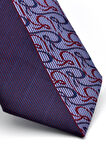 Mor ve Lacivert Pano Desenli Dokuma Kumaş Slim Fit Kravat // KPK012
