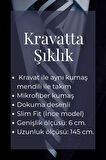 Bej Kahverengi ve Lacivert Verev Desenli Dokuma Kumaş Mendilli Slim Fit Kravat // SDK-240801