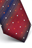 Bordo Kahverengi ve Lacivert Verev Desenli Dokuma Kumaş Mendilli Slim Fit Kravat // SDK-240802