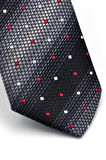 Gri Füme ve Siyah Verev Desenli Dokuma Kumaş Mendilli Slim Fit Kravat // SDK-240803