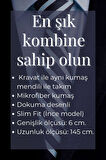 Siyah Şal Desenli Dokuma Kumaş Mendilli Slim Fit Kravat // SDK-250201