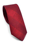 Bordo Kırmızı Verev Desenli Dokuma Kumaş Mendilli Slim Fit Kravat // SDK-250203
