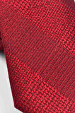 Bordo Kırmızı Verev Desenli Dokuma Kumaş Mendilli Slim Fit Kravat // SDK-250203