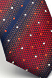 Lacivert Verev Desenli Bordo Dokuma Kumaş Mendilli Slim Fit Kravat // SDK-2505-3