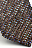 Mavi Nokta Desenli Kahverengi Dokuma Kumaş Mendilli Slim Fit Kravat // SDK-2510-5