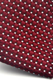 Beyaz Küçük Kare Desenli Bordo Dokuma Kumaş Mendilli Slim Fit Kravat // SDK-2511-3