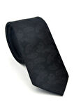 Şal Desenli Siyah Dokuma Kumaş Mendilli Slim Fit Kravat // SDK-2512-1