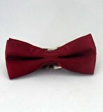 Bordo Çocuk Boy Düz Renk Saten Papyon - CP-04