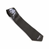 Atatürk ve İmza Desenli Dokuma Siyah Kravat - AK-03