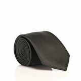 Siyah Slim Fit Düz Renk Dokuma Kravat / DDK-08