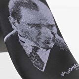 Atatürk ve İmza Desenli Dokuma Siyah Kravat - AK-24
