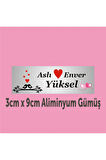 Kişiye Özel Kapı Isimliği Aliminyum Parlak Levha 3cm x 9cm ölçüsünde