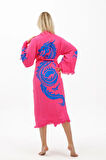 Dragon Müslin Kimono %100 Pamuklu Ejderha Baskılı Desenli Bornoz Kaftan Sabahlık