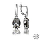 Swarovski Crystal Taşlı Gümüş Beyaz Oval Sallantılı Kadın Küpe