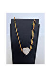 GOLD FULL ZİRKON TAŞ BÜYÜK KALP ZİNCİR ÇELİK BİLEKLİK BİLEZİK