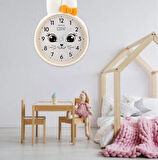  SAATDUKKANDUVAR'DAN ÇOCUK ODASI KREM RENKLİ DUVAR SAATİ  27X39 CM  