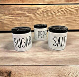 3 Lü Porselen Baharatlık Baharat Takımı Seti