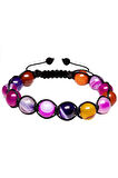 Sertifikalı Mix Renkli Akik Taşı Bileklik - Makrome
