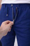 Erkek Keten Cepli Pantolon Lastikli Bel Bağcıklı Önden Fermuarlı