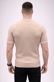 Erkek Fitilli Triko Dokuma Kısa Kol Tişört Yarım Boğaz Modern Yazlık TShirt