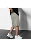 Gabardin Beli Lastikli Basic Şort
