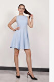 Kadın Bebe Mavi Kolsuz Mini Elbise