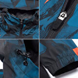 Ghassy Co. Erkek Su ve Rüzgar Geçirmez Göğüs Fermuar Gizli Cep Spor Yağmurluk 