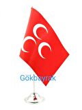 Kırmızı Üçhilal Masa Bayrağı