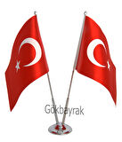 Krom ikili (2li) Türk Masa Bayrağı