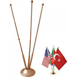 Üçlü (3lü) Gold Masa Bayrak Direği
