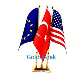 Pirinç Üçlü Avrupa-ADB-Türkiye Masa Bayrağı
