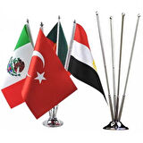 Krom Dörtlü (4lü) Devlet Masa Bayrağı
