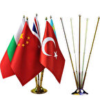 Ülke Bayrakları Krom Beşli (5li) Masa Bayrağı

