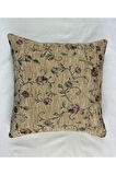Çiçek Desenli Yastık Kılıfı Çift Taraflı Goblen Kumaş Kapalı Fermuarlı Kırlent 40x40