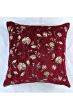 Çiçek Desenli Yastık Kılıfı Çift Taraflı Goblen Kumaş Kapalı Fermuarlı Kırlent 40x40