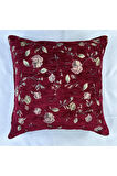 Çiçek Desenli Yastık Kılıfı Çift Taraflı Goblen Kumaş Kapalı Fermuarlı Kırlent 40x40