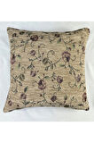 Çiçek Desenli Yastık Kılıfı Çift Taraflı Goblen Kumaş Kapalı Fermuarlı Kırlent 2'Lİ 40x40
