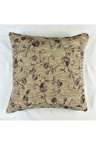 Çiçek Desenli Yastık Kılıfı Çift Taraflı Goblen Kumaş Kapalı Fermuarlı Kırlent 2'Lİ 40x40