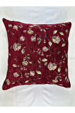Çiçek Desenli Yastık Kılıfı Çift Taraflı Goblen Kumaş Kapalı Fermuarlı Kırlent 2'Lİ 40x40