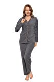 Nisanca Kadın Kışlık Welsoft Peluş Polar  Düğmeli Pijama Takımı