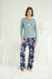 Çiçek Ve Yaprak Desenli Baskılı Pijama Takımı