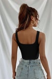 Kadın Siyah Kalın Askılı Crop Top Büstiyer Esnek Kumaş Şık Basic Kadın Üst Giyim