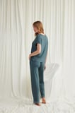 Kısa Kollu V Yakalı Dantelli Pijama Takımı