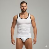 Beyaz Delikli Kumaş Tank Top Slip Takımı