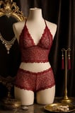 Kadın Bordo Dantel Bralet Şort Takımı – Asil Ve Sofistike İç Giyim