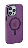 İphone 13 Pro Max Mika Simli Sky Magsafe Telefon Kılıfı Derin Mor