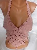 MAM Gül Kurusu Rengi Handmade Crop Top Büstiyer