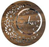 Ahşap 🕰️ Allah & Muhammed Yazılı Ahşap Duvar Saati – 32x32 cm