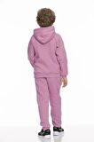 Reglan Kol Kapüşonlu İçi Polarlı Unisex Çocuk Takım Gül Kurusu