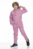 Reglan Kol Kapüşonlu İçi Polarlı Unisex Çocuk Takım Gül Kurusu